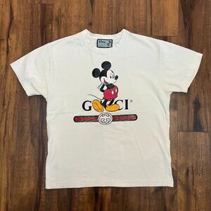 Men's Disney x Gucci Cream T-Shirt Ft. Mickey Mouse